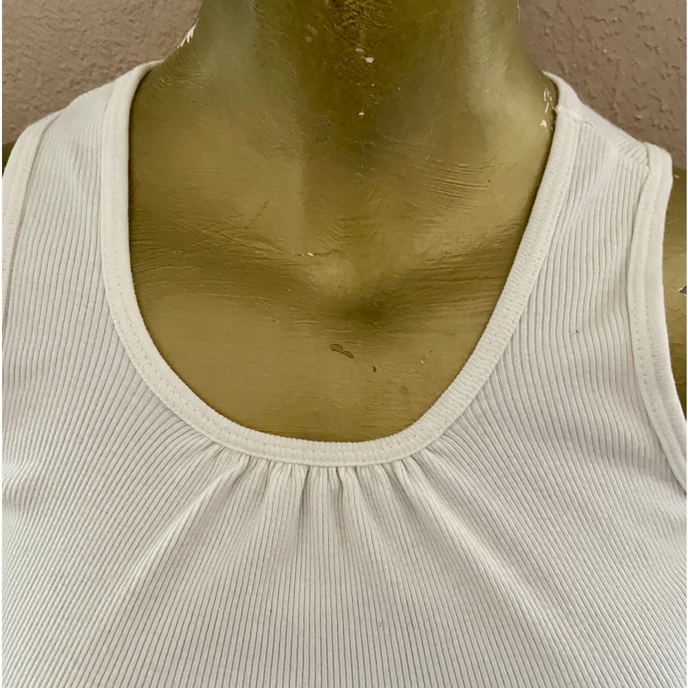 Ivory Pleated Front Ribbed Tank Top XS - Picture 4 of 8